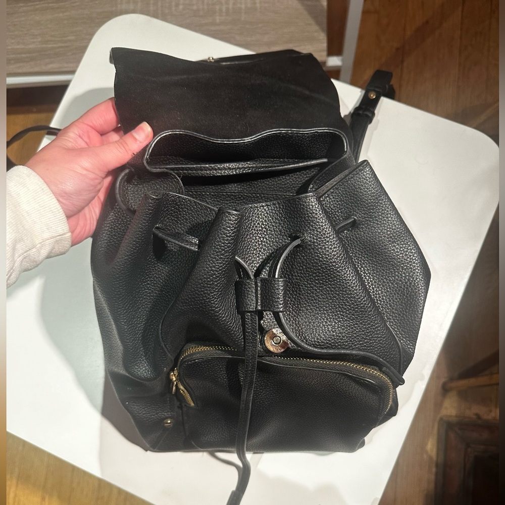 Topshop Mini Black Drawstring Backpack - image 1